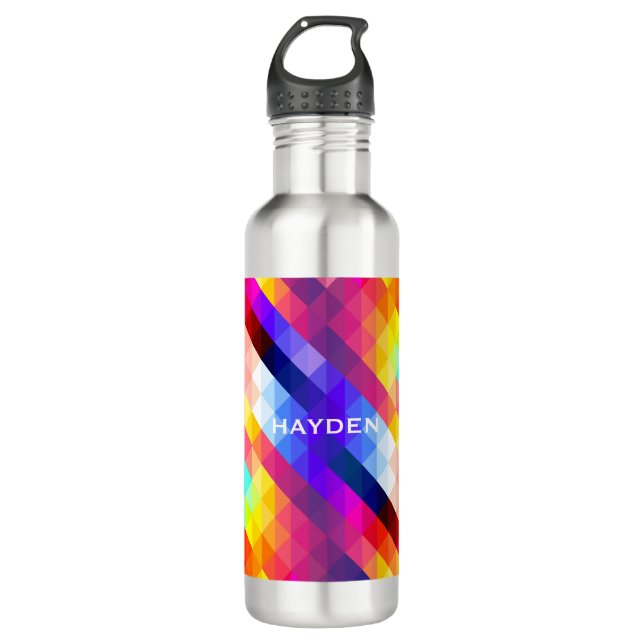 Colorful Abstract Geometric Pattern Personalised 710 Ml Water Bottle (Front)