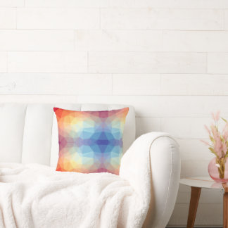 Colorful Abstract Geometric Rainbow   Throw Pillow