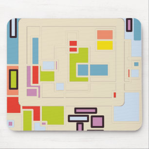 Colorful Abstract Geometric Rectangle Pattern Art Mouse Pad