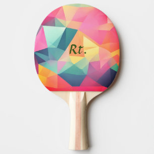 Colorful abstract geometric shapes add letter name ping pong paddle