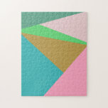 Colorful Abstract Geometry Color Block Triangles Jigsaw Puzzle<br><div class="desc">This modern colorful graphic design features fun abstract geometric triangles in a bright spring and summer color palette of pink, green, and blue.</div>