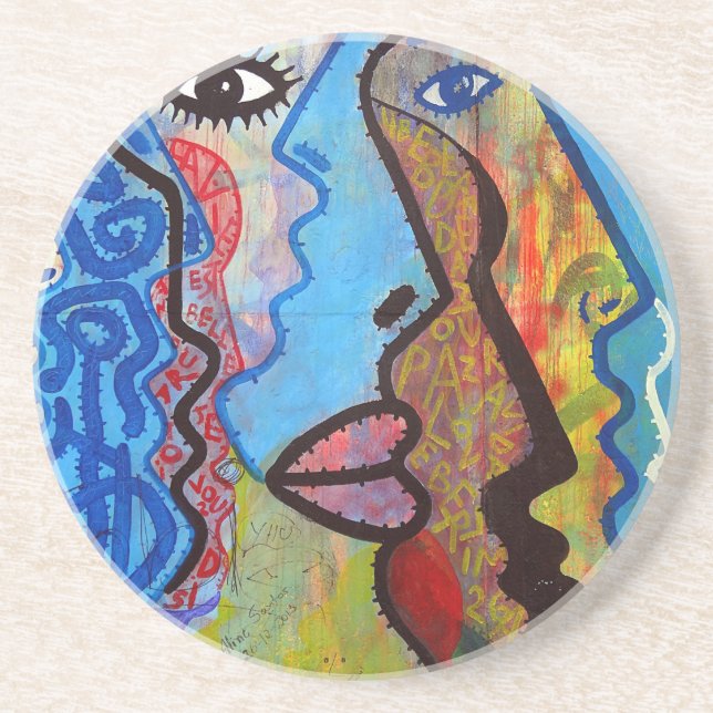 Colorful Abstract Graffiti Coaster (Front)