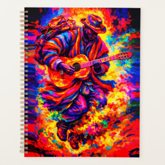 Colorful Abstract Guitar Players Duo Impasto Planner