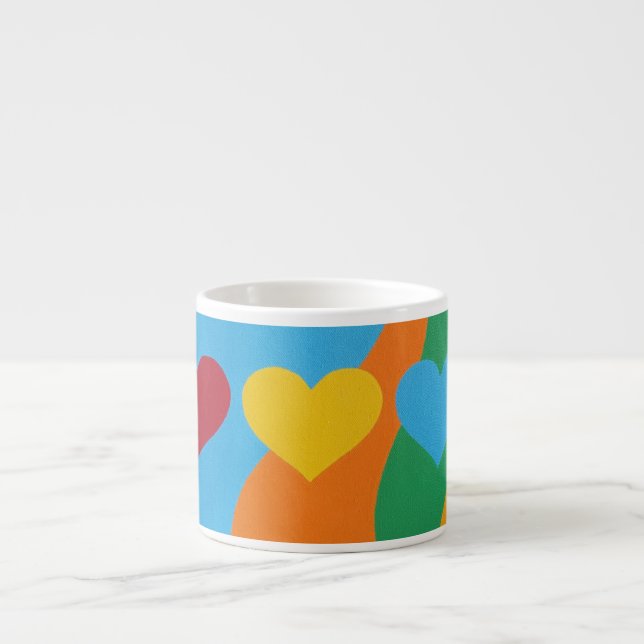 Colorful Abstract Hearts Espresso Mug (Devant)