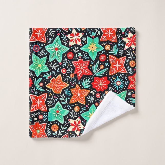 Colorful Abstract Holiday Design Bath Towel Set (Wash Cloth)
