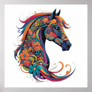 Colorful abstract horse poster