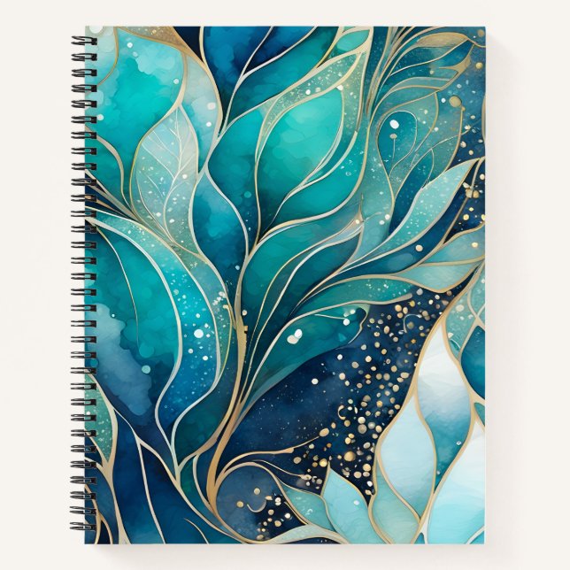 Colorful Abstract Ink Art Spiral Notebook (Front)