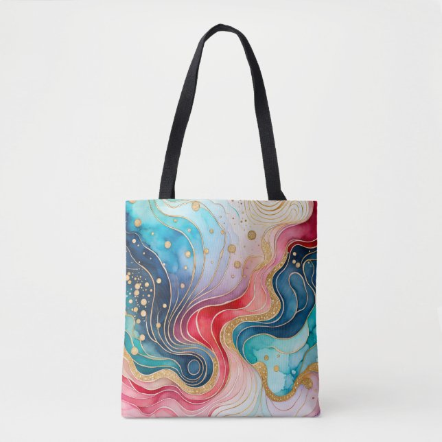 Colorful Abstract Ink Art Tote Bag (Front)