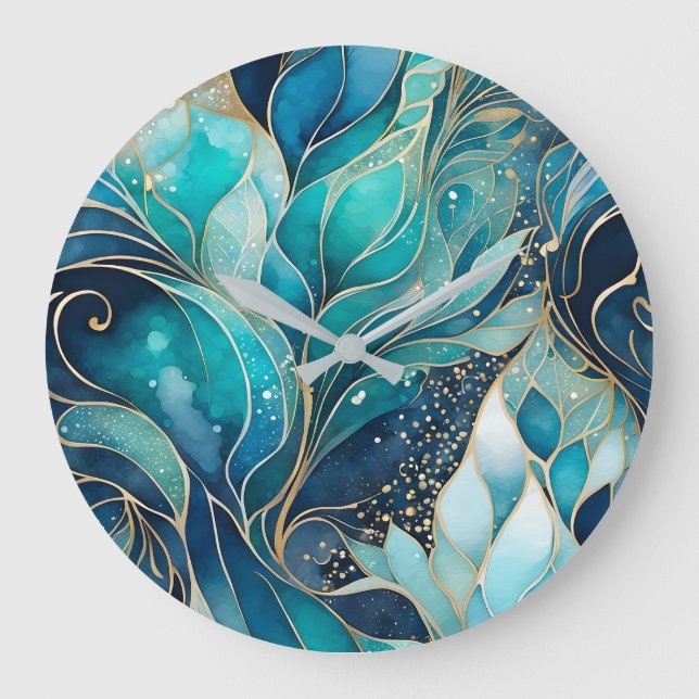 Colorful Abstract Ink Art Wall Clock (Front)