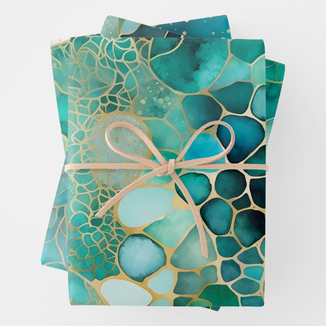 Colorful Abstract Ink Art Wrapping Paper Sheets (In situ)