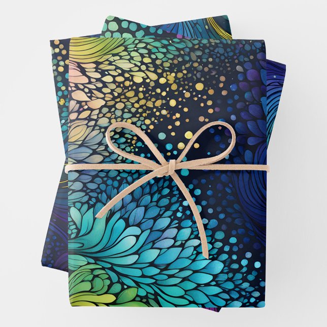 Colorful Abstract Ink Art Wrapping Paper Sheets (Creator Uploaded)