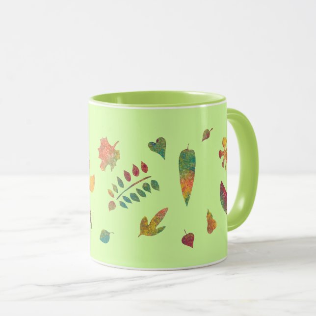 Colorful Abstract Leaves Autumn Mugs (Front Right)