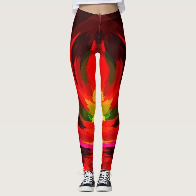 Colorful Abstract Leggings with neon lines galaxy. (Front)