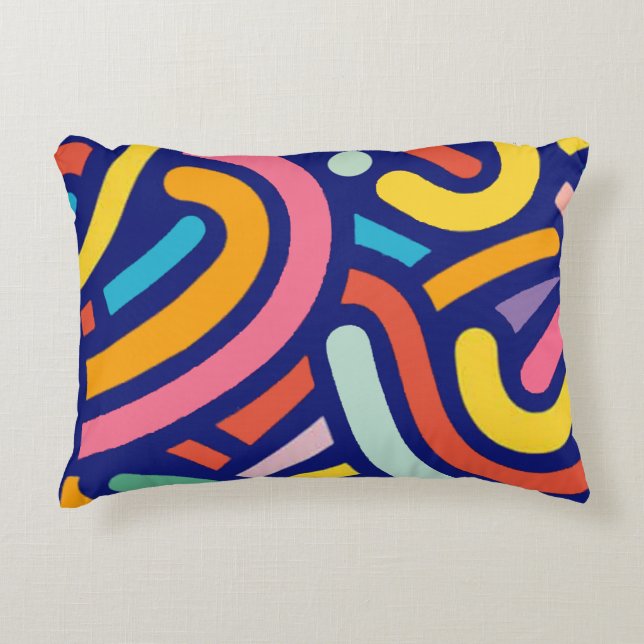 Colorful Abstract Lines Pillow (Front)