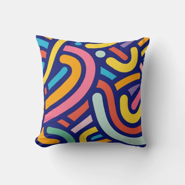 Colorful Abstract Lines Pillow (Front)