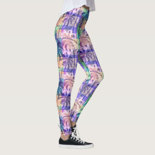 Colorful Abstract Luau Tropical Palm Trees Leggings