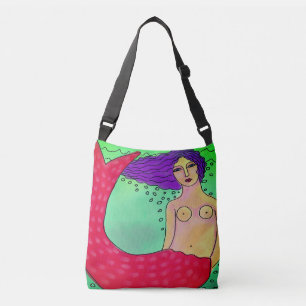 Colorful Abstract Mermaid Painting Crossbody Bag