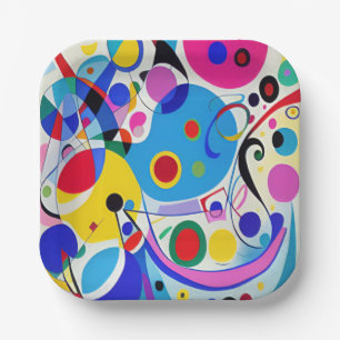 Colorful Abstract Modern Art Design Paper Plate