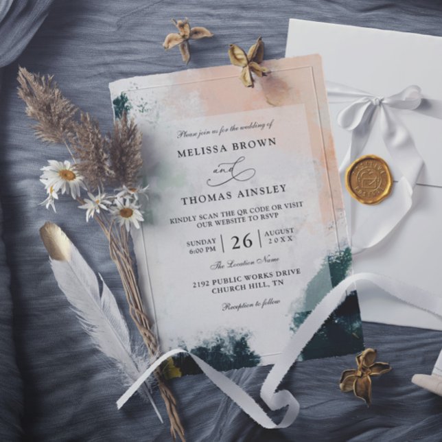 Colorful Abstract Modern Budget QR Code Wedding Invitation (Creator Uploaded)