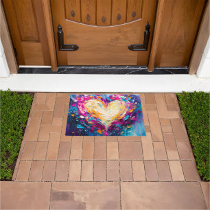 Colorful Abstract Modern Love Heart Doormat