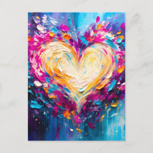Colorful Abstract Modern Love Heart Holiday Postcard
