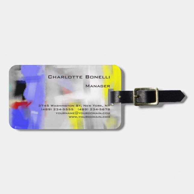 Colorful Abstract Modern Minimalist Luggage Tag (Front Horizontal)