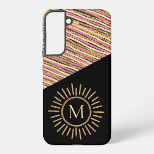 Colorful Abstract Modern Monogram Pink Yellow Gold Samsung Galaxy Case