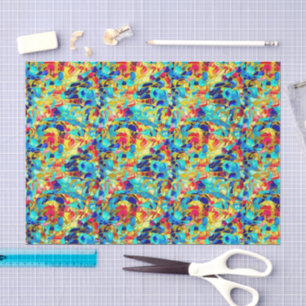 Colorful Abstract Mosaic Sea Glass Faux Gold Foil  Tissue Paper