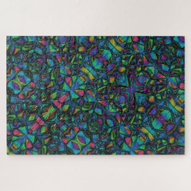 Colorful Abstract Mosaic Stained Glass -difficult Jigsaw Puzzle (Horizontal)
