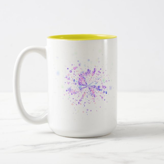Colorful Abstract Neon Splash Two-Tone Coffee Mug (Left)