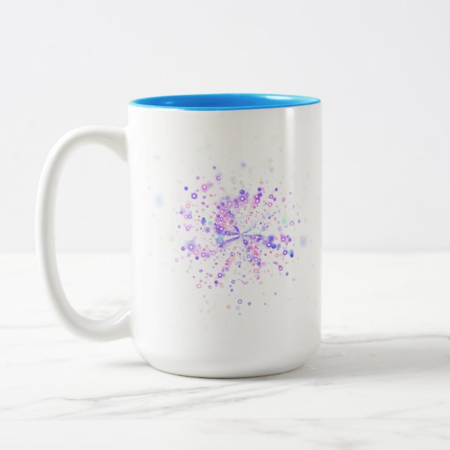 Colorful Abstract Neon Splash Two-Tone Coffee Mug (Left)