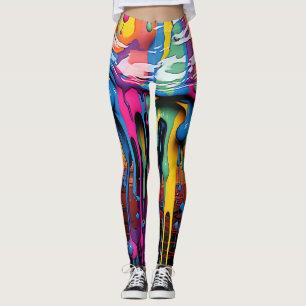 Colorful Abstract Paint Drips (19) Leggings