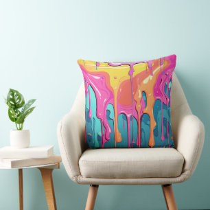 Colorful Abstract Paint Drips (7) Throw Pillow