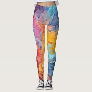 Colorful Abstract Paint Splatter Art (8) Leggings