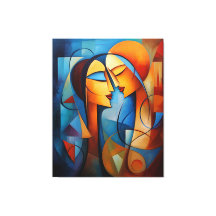 Colorful Abstract Painting Couple canvas wall Art