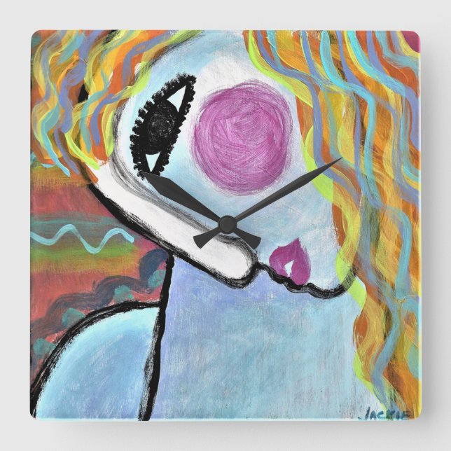 Colorful Abstract Painting Round Clock (Front)