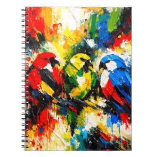 Colorful Abstract Parrots Tropical Birds Art  Notebook