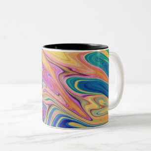 Colorful abstract pattern Two-Tone coffee mug