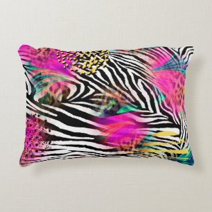 Colorful abstract pattern with zebra textureabstra accent pillow