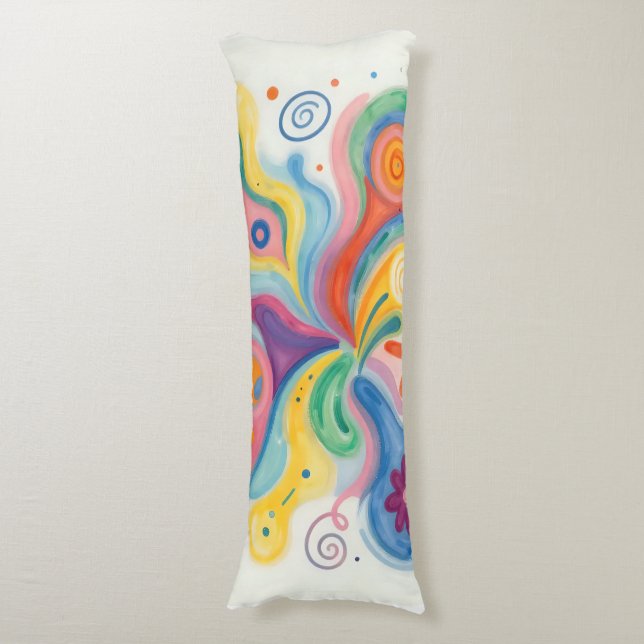 Colorful Abstract Patterns  Body Pillow (Front Vertical)