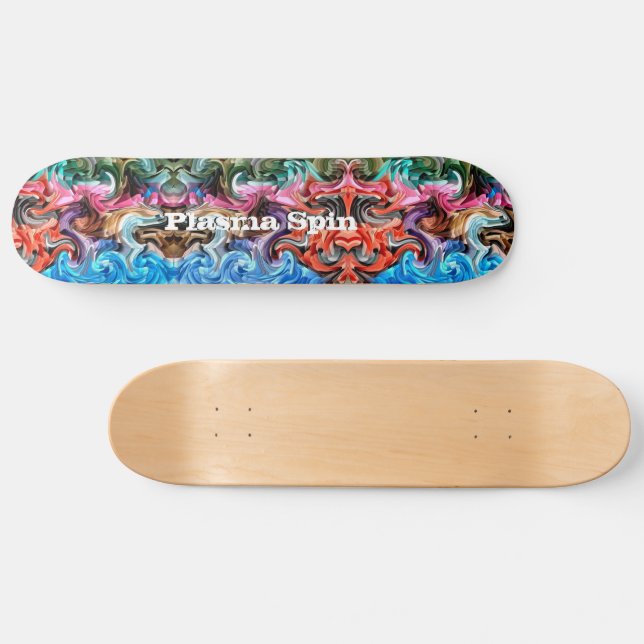 Colorful Abstract Plasma Spin Skate Trick Artwork  Skateboard (Horz)