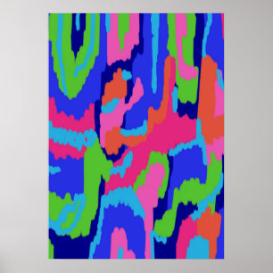 Colorful Abstract Print in Retro Colors