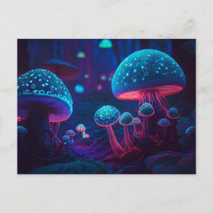 Colorful Abstract Psychedelic Mushroom Postcard