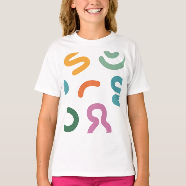 Colorful Abstract Shapes Pattern T-Shirt (Front)