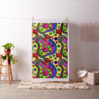 Colorful abstract shapes psychedelic art fabric