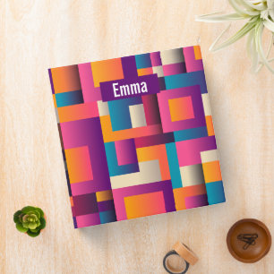 Colorful Abstract Squares and Shapes Binder