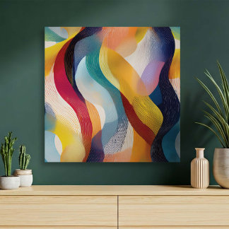 Colorful Abstract Swirly Ribbons Canvas Print