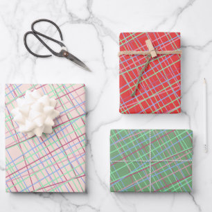 Colorful Abstract Tartan Pattern Wrapping Paper Sheet