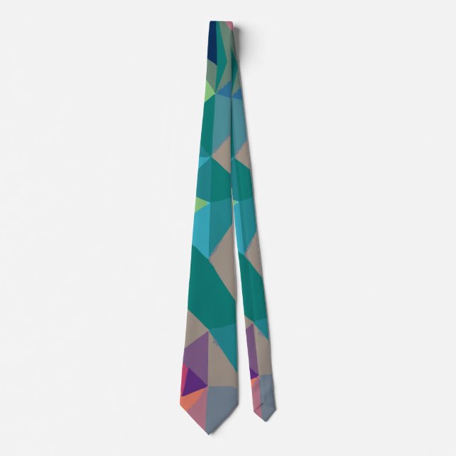 Colorful Abstract Triangle Pattern, Modern Tie (Front)
