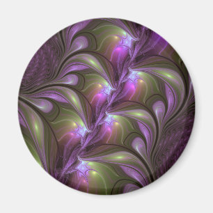 Colorful Abstract Violet Purple Khaki Fractal Art Magnet